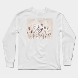 Beige Dried wildflowers Long Sleeve T-Shirt